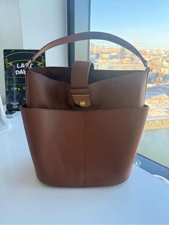 Veronica Beard Handbags - Veronica Beard "The Crest Lock" Leather Bucket Bag